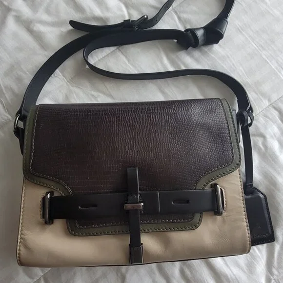 Vince Camuto Crossbody Bag Purse Brown Green Tan Fall Colors - Picture 3 of 15